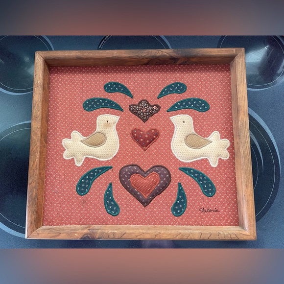 Other - Framed Folk Art Bird and Heart Design